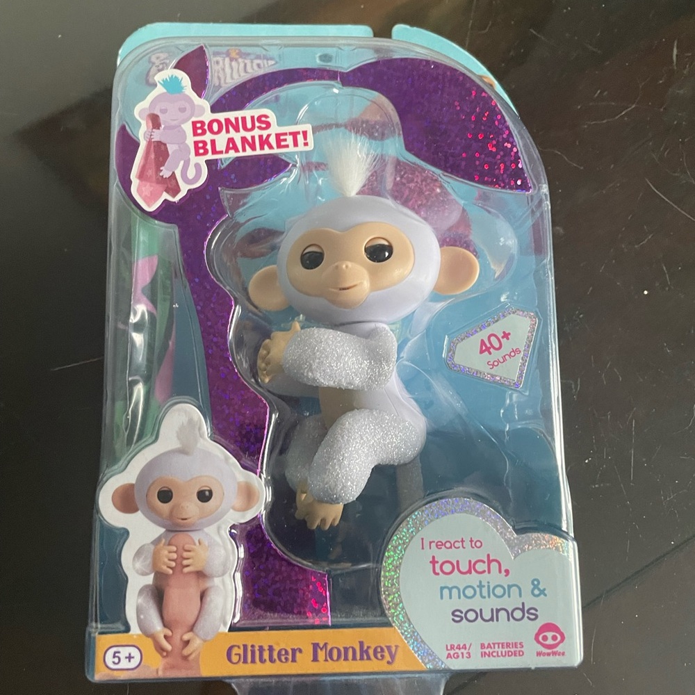 Glitter Monkey - White and Silver
